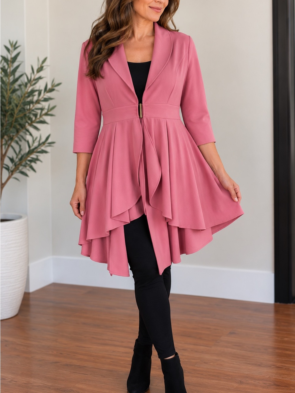 Police Dusty Rose High-Low Layered Dress Jacket